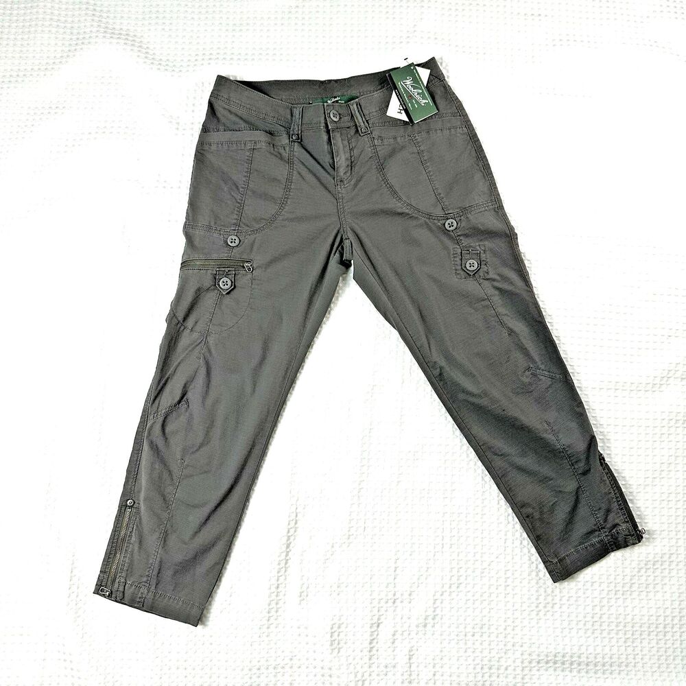Vintage Woolrich Gray Cotton Women's Hiking Capri Pants Size 4